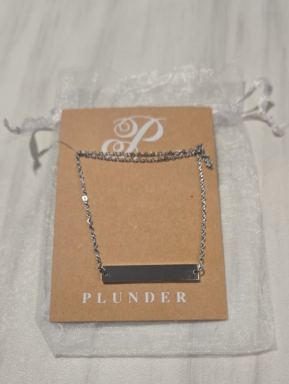 Plunder Silver Bar Necklace with Delicate Chain